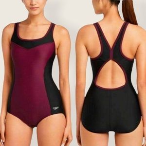 Speedo plum/black one piece swim suit, size XXL